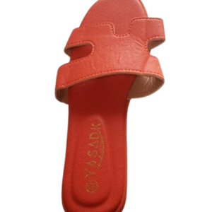 Mules Femme Plates en Similicuir Orange