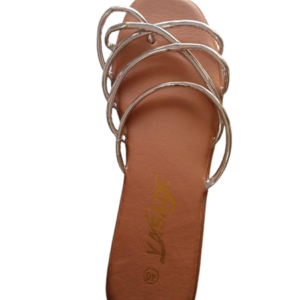 Mules Femme à Brides Métalliques Dorées